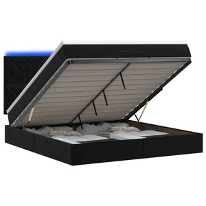 vidaXL Ł&oacute;żko z pojemnikiem i materacem LED Czarny 140 x 190 cm Welur