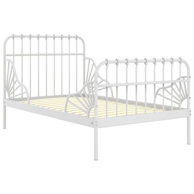 vidaXL Przedłużana rama łóżka, biała, metalowa, 80x130/200 cm