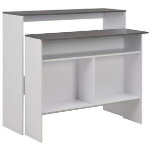vidaXL St&oacute;ł barowy z 2 blatami, biało-szary, 130 x 40 x 120 cm