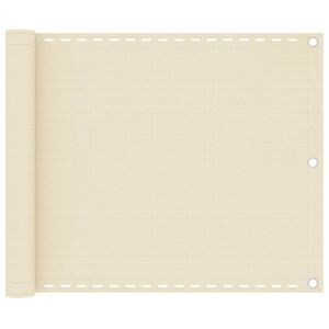 vidaXL Parawan balkonowy, kremowy, 75x300 cm, HDPE