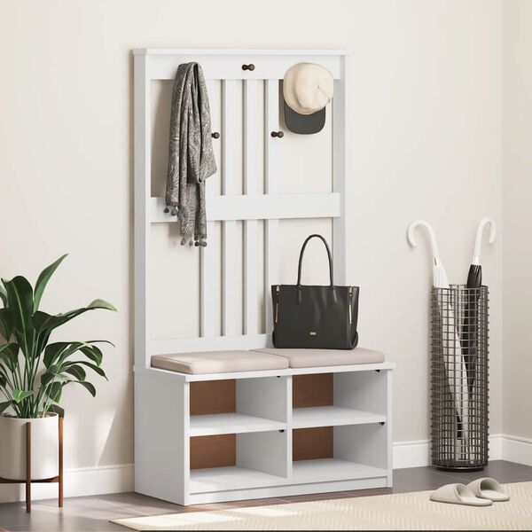 vidaXL Drzewko do przedpokoju &bdquo;SANDNES&rdquo; białe lite drewno sosnowe