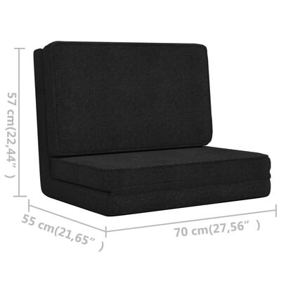 vidaXL Składane krzesło podłogowe, czarne, obite tkaniną