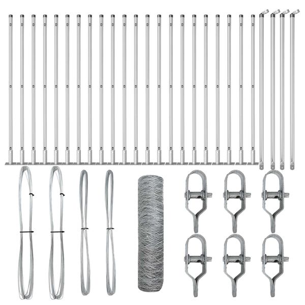 vidaXL Słupek ogrodzeniowy. Srebrny 50 x 0,8 m (siatka 36 mm) Stal