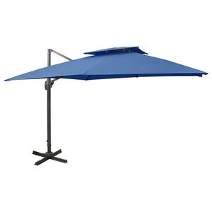 vidaXL Parasol wiszący z podw&oacute;jną czaszą, 300x300 cm, niebieski