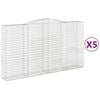 vidaXL Kosze gabionowe, 5 szt, 400x50x220/240 cm, galwanizowane żelazo