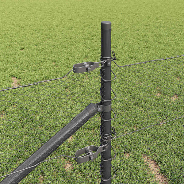 vidaXL Słupek ogrodzeniowy. Szary 100 x 0,8 m (siatka 13 mm)