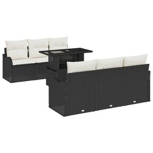 vidaXL Zestaw Sof na Ogr&oacute;d z poduszką 7 pcs Czarny Polirattan