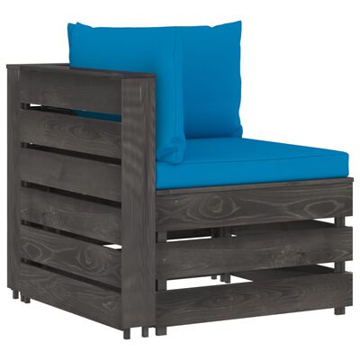 vidaXL Ogrodowa sofa 2-os z poduszkami, impregnowane na szaro drewno