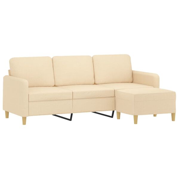 vidaXL Sofa 3-osobowa, kremowa, 180 cm, tapicerowana tkaniną