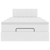 vidaXL Łóżko otomana z materacami i LED, biała, 120x190cm, ekoskóra