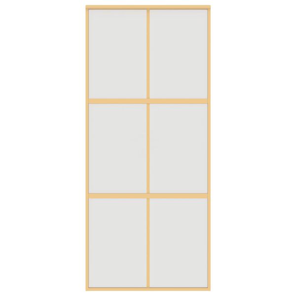 vidaXL Drzwi przesuwne, złote, 90x205 cm, mrożone szkło ESG, aluminium