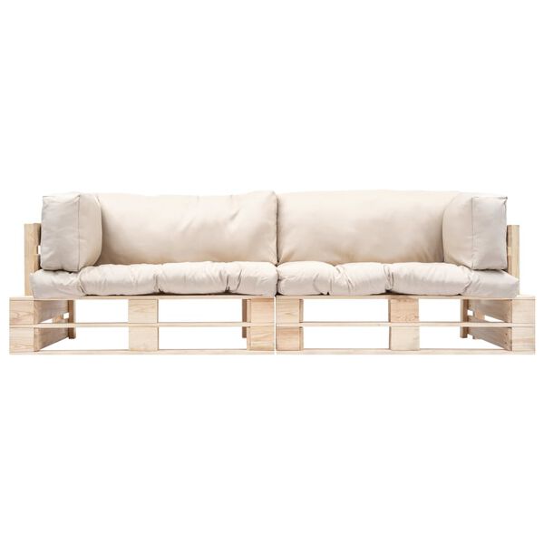 vidaXL 2-cz. zestaw ogrodowy z palet, piaskowe poduszki, sosna