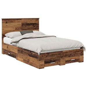 vidaXL Ramka ł&oacute;żka Stare drewno 120 x 190 cm Drewno inżynieryjne