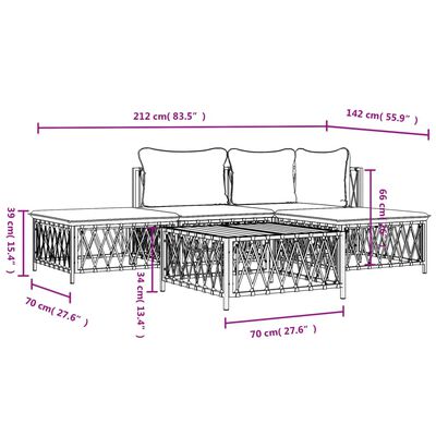vidaXL 5-cz. zestaw wypoczynkowy do ogrodu, z poduszkami, antracytowy