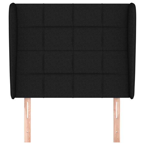 vidaXL Zagł&oacute;wek uszak, czarny, 93x23x118/128 cm, tkanina