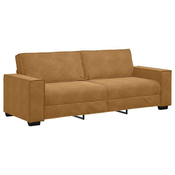 vidaXL Sofa 3-osobowa, brązowa, 220x78x84 cm, tapicerowana aksamitem