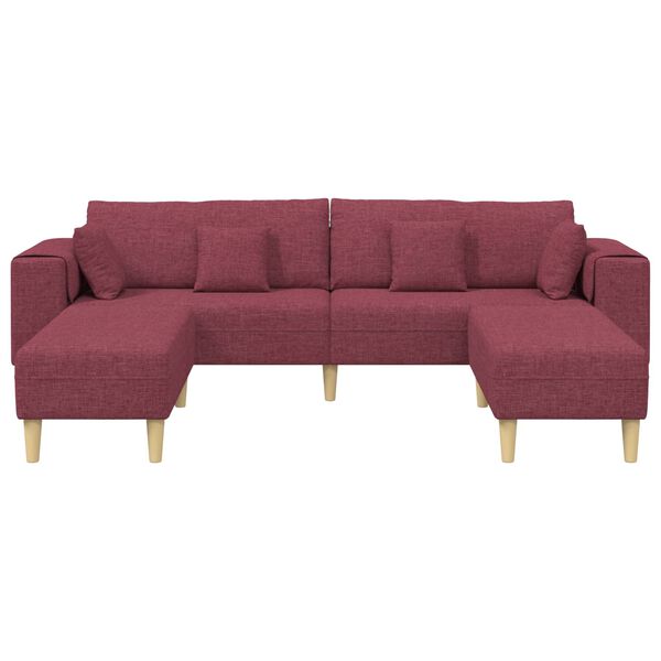 vidaXL Sofa materiałowa z poduszką Czerwone wino 208 cm tkanina