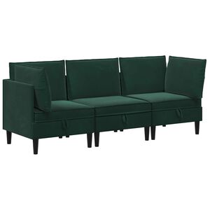 vidaXL Zestaw mebli do salonu 3 szt. Ciemnozielony Welur