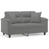 vidaXL 2-osobowa sofa z poduszkami, ciemnoszara, 120 cm, mikrofibra