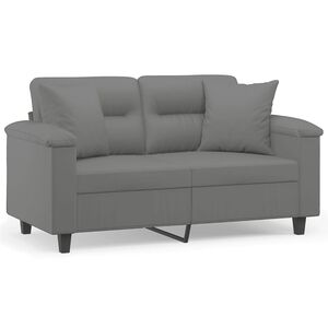 vidaXL 2-osobowa sofa z poduszkami, ciemnoszara, 120 cm, mikrofibra