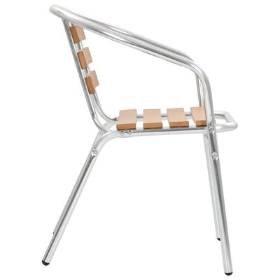vidaXL Krzesła ogrodowe, sztaplowane, 2 szt., aluminium i WPC, srebrne