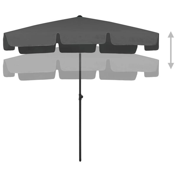 vidaXL Parasol plażowy, antracytowy, 200x125 cm
