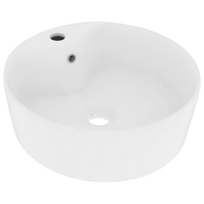 vidaXL Umywalka z przelewem, matowa biel, 36x13 cm, ceramiczna