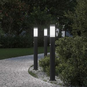 vidaXL Lampy słupkowe z czujnikiem, 3 szt., 80 cm, stal nierdzewna, IP44