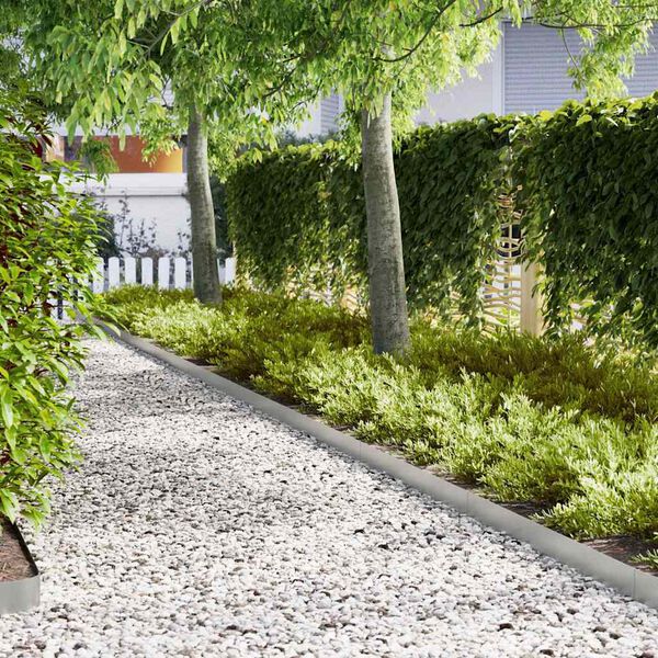 vidaXL Krawężnik do trawnika 20 pcs Srebrny 100 x 0.05 x 20 cm