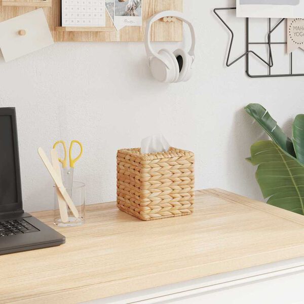 vidaXL Pokrywki na Pudełka na Chusteczki 2 pcs Hiacynt wodny Naturalny