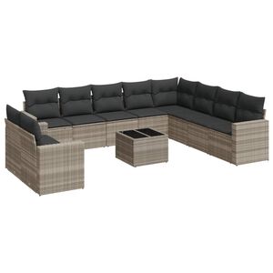 vidaXL 11-cz. zestaw mebli ogrodowych z poduszkami, szary rattan PE