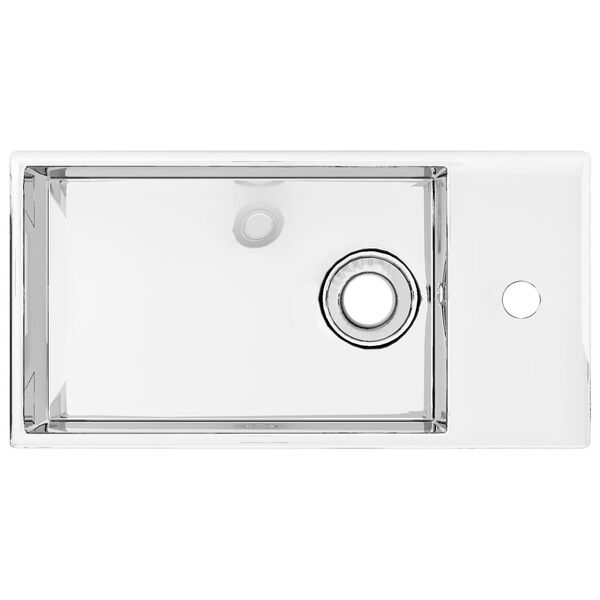 vidaXL Umywalka z przelewem, 49 x 25 x 15 cm, ceramiczna, srebrna