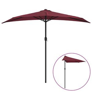 vidaXL P&oacute;łparasol balkonowy, aluminium, bordo, 270x144x222 cm