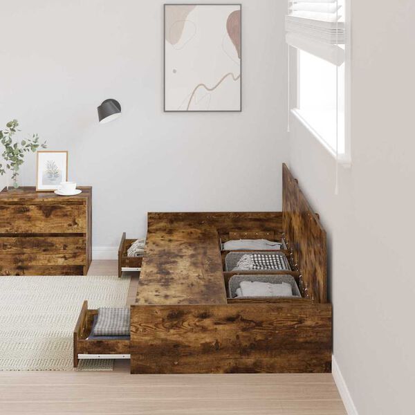 vidaXL Ramka łóżka Stare drewno 80 x 200 cm Materiał drewnopochodny