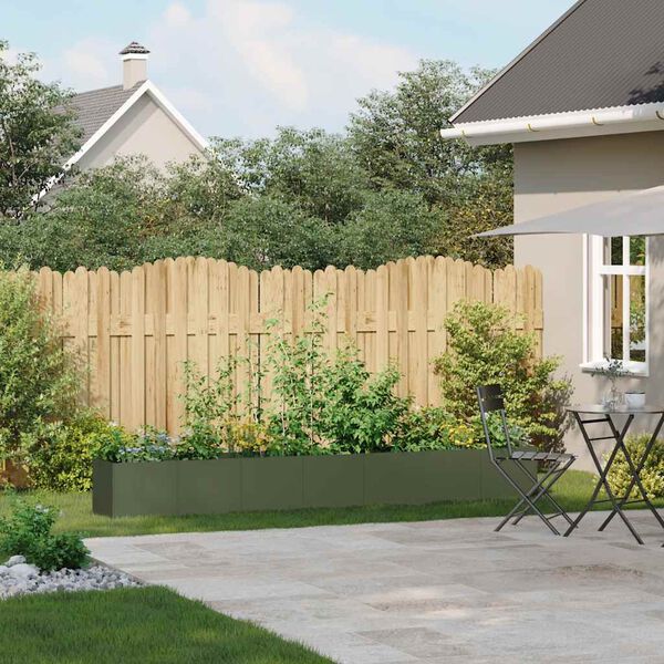 vidaXL Donica, oliwkowa, 280x40x40 cm, stal walcowana na zimno