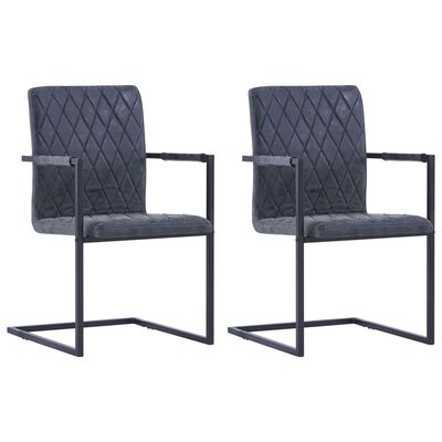 vidaXL Krzesła stołowe, 2 szt., wspornikowe, czarne, ekoskóra
