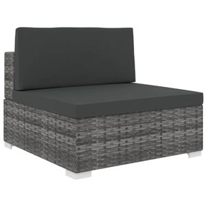 vidaXL Środkowa sofa z poduszką, polirattan, szara