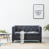 vidaXL Sofa 2-osobowa w stylu Chesterfield, materiałowa, szara