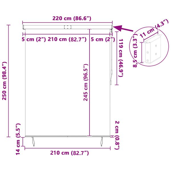 vidaXL Roleta z zasłonami Antracyt 200 x 250 cm Materiał i Aluminium
