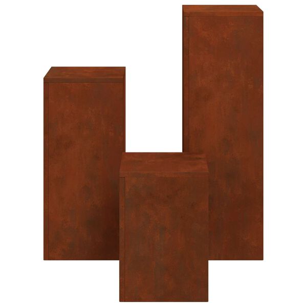 vidaXL Stojak na rośliny 3 pcs Rdzawy