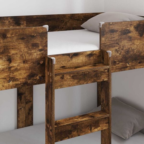 vidaXL Ł&oacute;żko piętrowe dla dzieci z materacem Dąb wędzony 80 x 160 cm