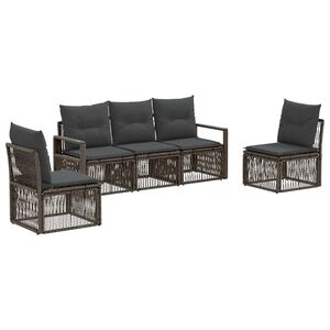 vidaXL Zestaw Sof na Ogr&oacute;d 5 pcs Szary polirattan