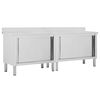 vidaXL Stoły robocze, przesuwne drzwi 2 szt., 240x50x(95-97) cm, stal