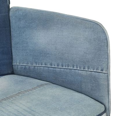 vidaXL Fotel z podnóżkiem, niebieski, jeansowy patchwork
