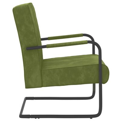 vidaXL Krzesło wspornikowe, jasnozielone, obite aksamitem