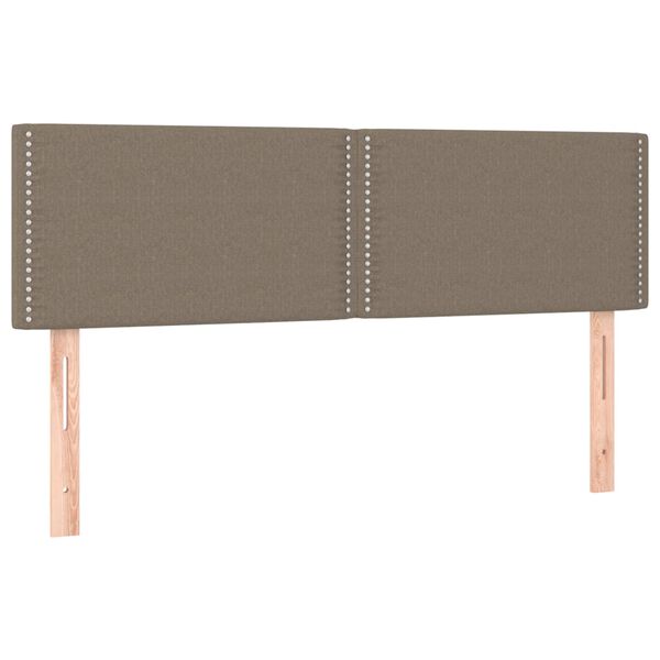 vidaXL Zagł&oacute;wek do ł&oacute;żka z LED, taupe, 144x5x78/88 cm, tkanina