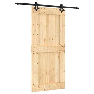 vidaXL Drzwi przesuwne 95 x 210 cm Lite Drewno Sosnowe (Nieobrobione)