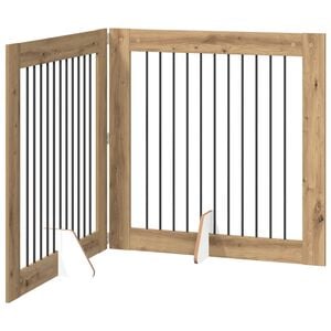 vidaXL Składana bramka dla psa z podp&oacute;rkami 2 szt. Dąb artisan