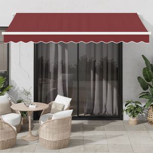vidaXL Automatycznie zwijana markiza z LED, burgundowa, 350x250 cm