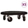 vidaXL Podstawki pod donicę, z k&oacute;łkami, 5 szt., 40 cm, czarne, 275 kg